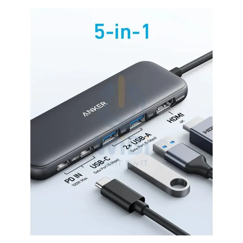 Anker 332 USB-C Hub (5-in-1) - Black