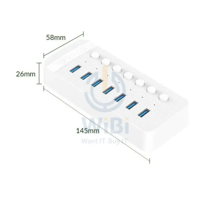ORICO 7 Port USB Hub - White