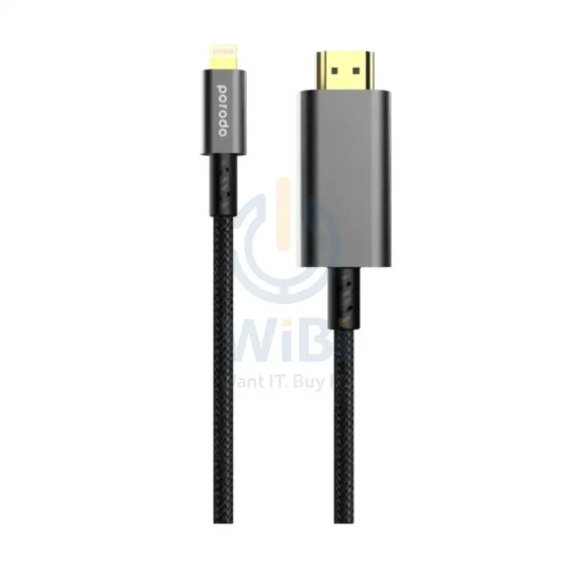 Porodo Lightning to HDMI Braided Cable -1.8 Meter / Black