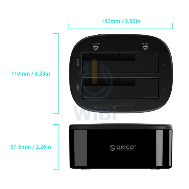 ORICO 2.5 / 3.5 inch 2 Bay USB3.0 1 to 1 Clone Hard Drive Dock