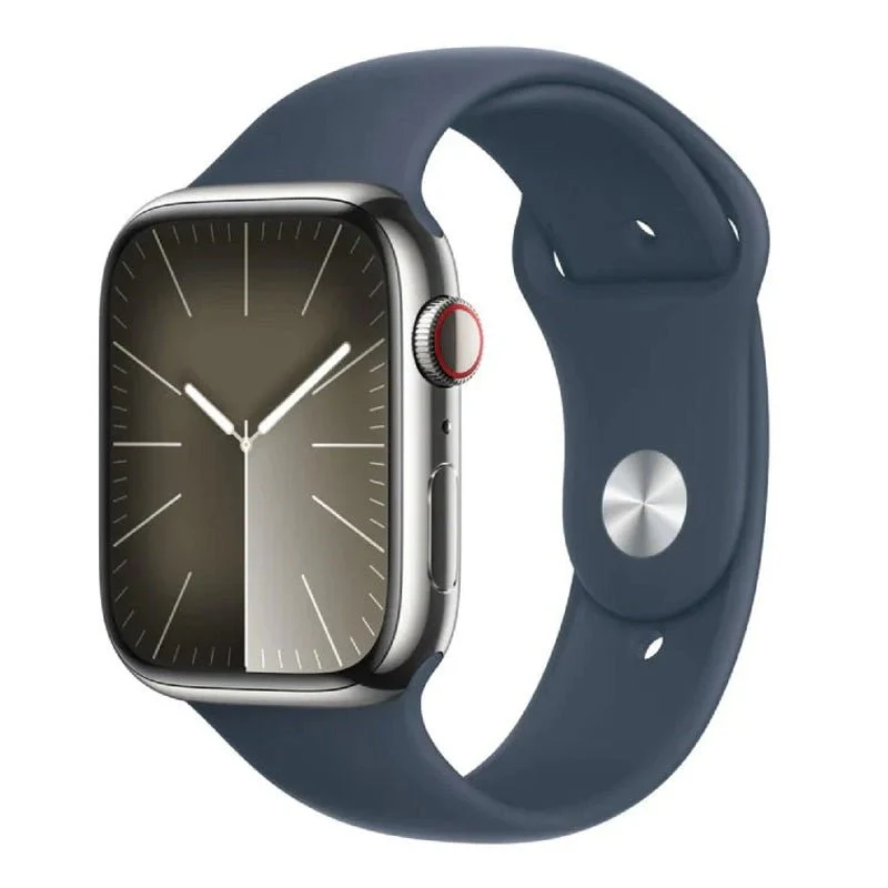 Apple Watch Series 9 with Sport Band - LTPO OLED / 45mm / 64GB / Medium/Large / Bluetooth / Wi-Fi / Cellular / Storm Blue