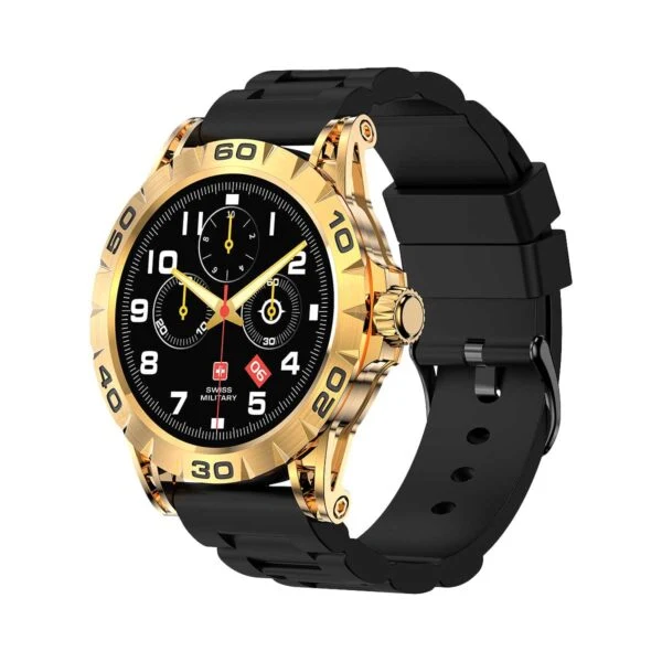 Swiss Military Dom 2 Smart Watch Yellow Gold Frame Silicon Strap Black - Smart Watch