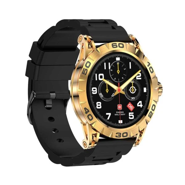 Swiss Military Dom 2 Smart Watch Yellow Gold Frame Silicon Strap Black - Smart Watch