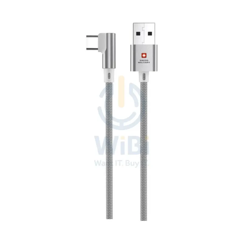 Swiss Military Braided USB-A To Type-C Data Sync And Charging Cable - 2 Meter / 60W / White