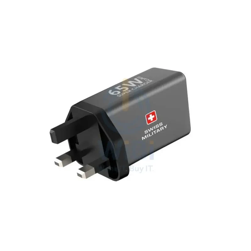 محطة طاقة سويس ميليتاري بتقنية GaN، مع Type-C وUSB-A، باللون الرمادي