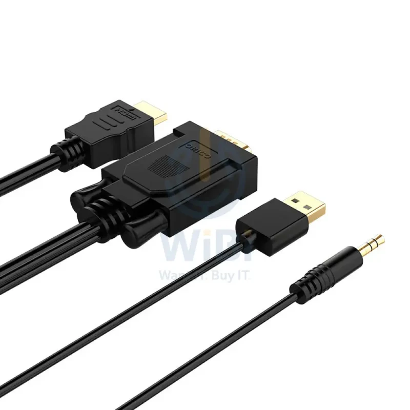كابل أوريكو VGA إلى HDMI، بطول 5 متر، باللون الأسود