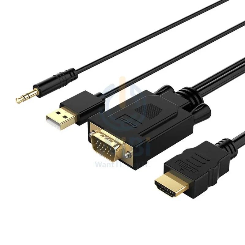 كابل أوريكو VGA إلى HDMI، بطول 5 متر، باللون الأسود
