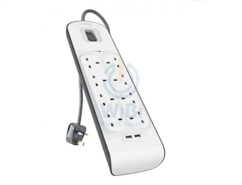 Belkin 8 Way Surge Protection Strip - 2M With 2 X 2.4Amp Usb Charging Station Power Extension - White