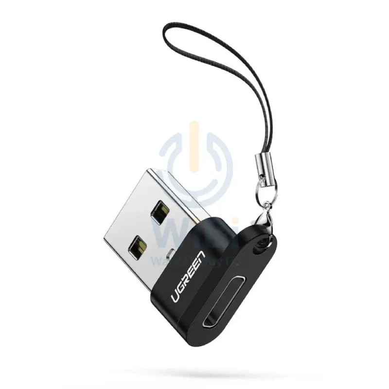 محول يوجرين من USB-A ذكر إلى USB-C أنثى، أسود