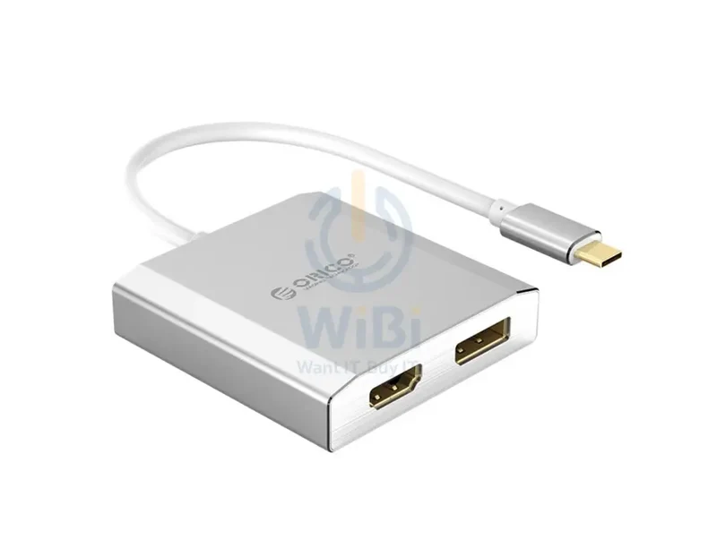 محول أوريكو من Type-C إلى DisplayPort وHDMI، فضي