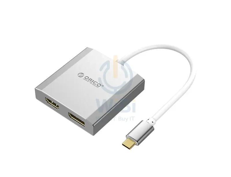 محول أوريكو من Type-C إلى DisplayPort وHDMI، فضي