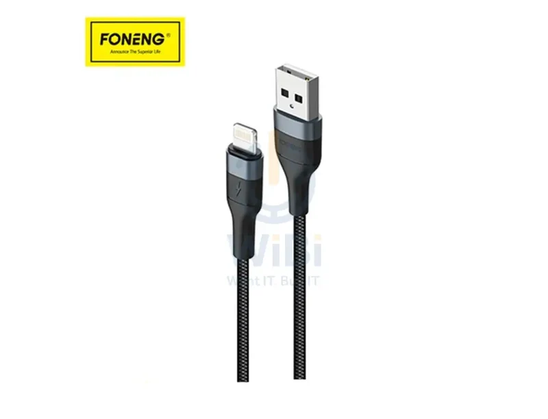 Foneng X51-L 2M Spiral Weaved Quick Charge Data Cable Fast 3A - Black