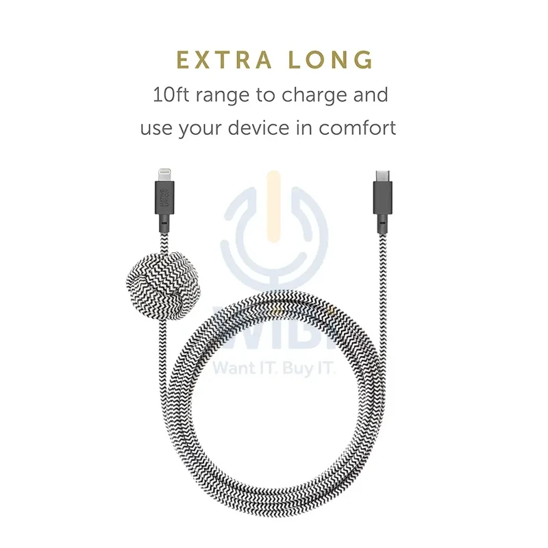 Native Union Night Cable USB-C to Lightning - 3 Meter / Zebra