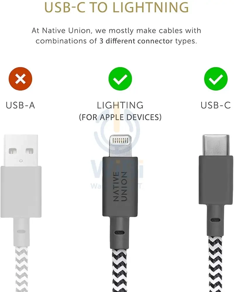 Native Union Night Cable USB-C to Lightning - 3 Meter / Zebra