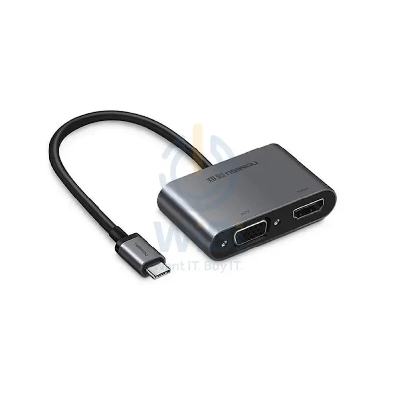 محول يوجرين يو إس بي سي إلى إتش دي إم آي + VGA + يو إس بي 3.0 مع توصيل طاقة PD، رمادي فضائي