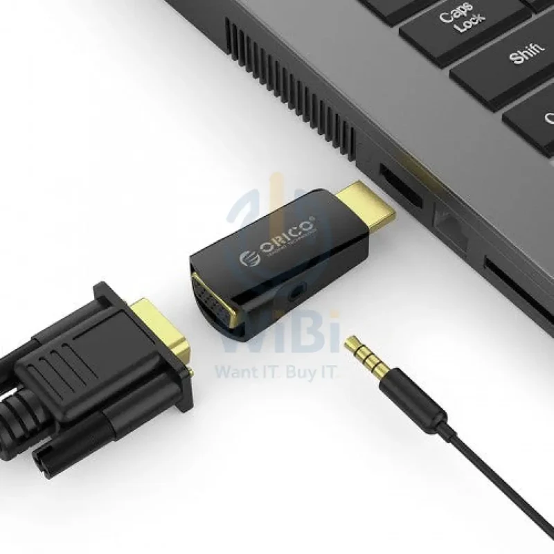 محول أوريكو من HDMI إلى VGA، باللون الأسود