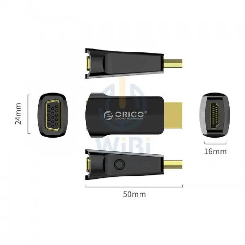 محول أوريكو من HDMI إلى VGA، باللون الأسود