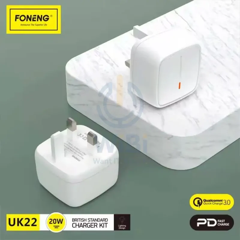 Foneng Fast Charger - UK22 / Type-C / Qc+PD / 20W / White