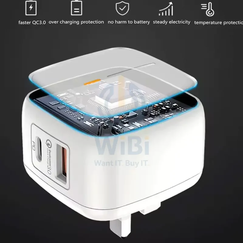 Foneng Fast Charger - UK22 / 20W / (Qc+PD) / White