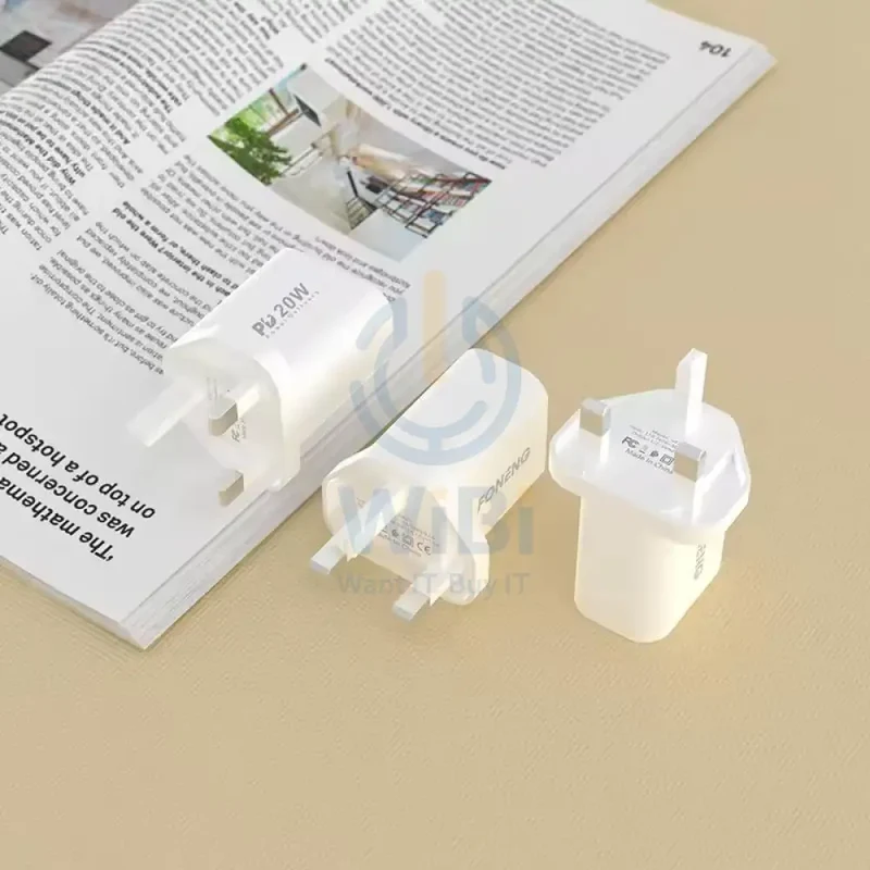 Foneng Dual USB Charger Kit - 2.4A / Type-C / UK25 / White