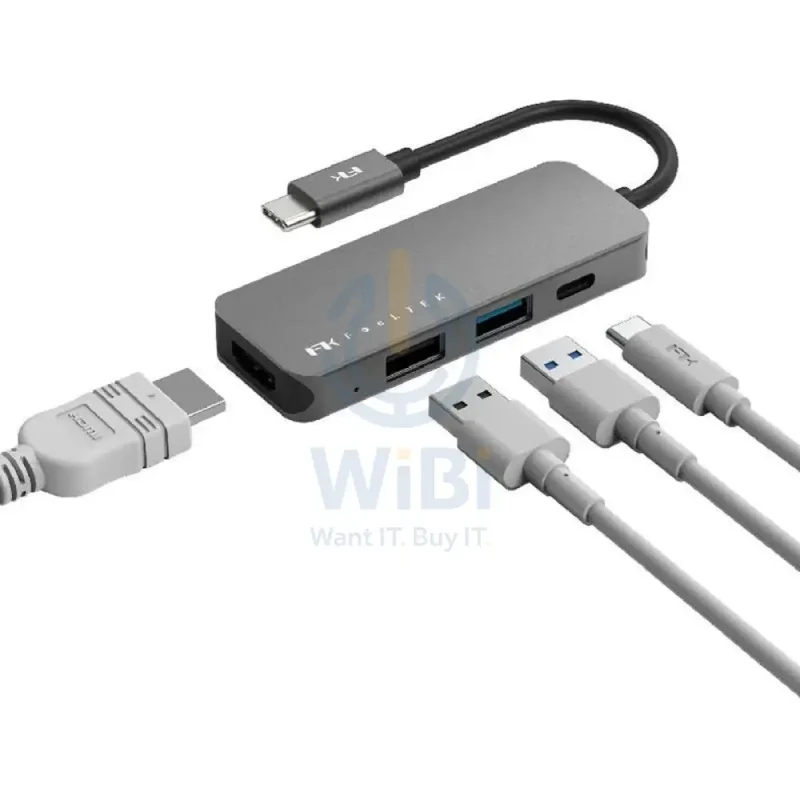 FeelTek 4-in-1 Portable USB-C Hub - Grey