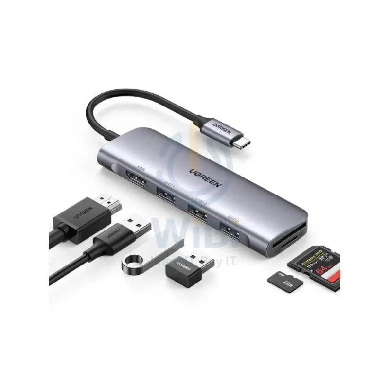 UGREEN Adapter HUB CM511 USB-C to HDMI, 3x USB-A 3.0, SD/TF
