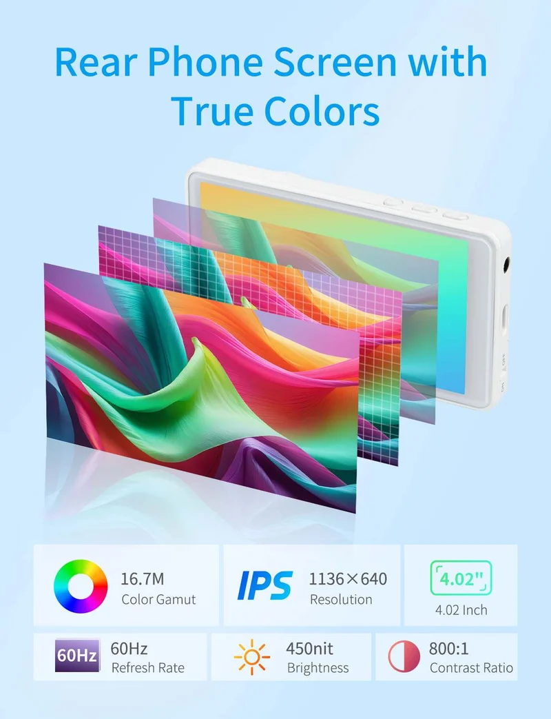 FEELWORLD MC4 Selfie-Monitor für iPhone/Android, 4K/1080p, magnetisch, kabellos, 99 m Reichweite, HD für Vlogging und Streaming