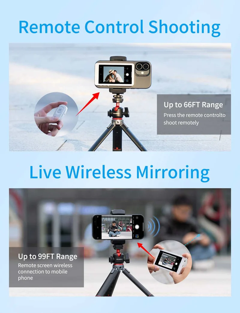 FEELWORLD MC4 Selfie-Monitor für iPhone/Android, 4K/1080p, magnetisch, kabellos, 99 m Reichweite, HD für Vlogging und Streaming