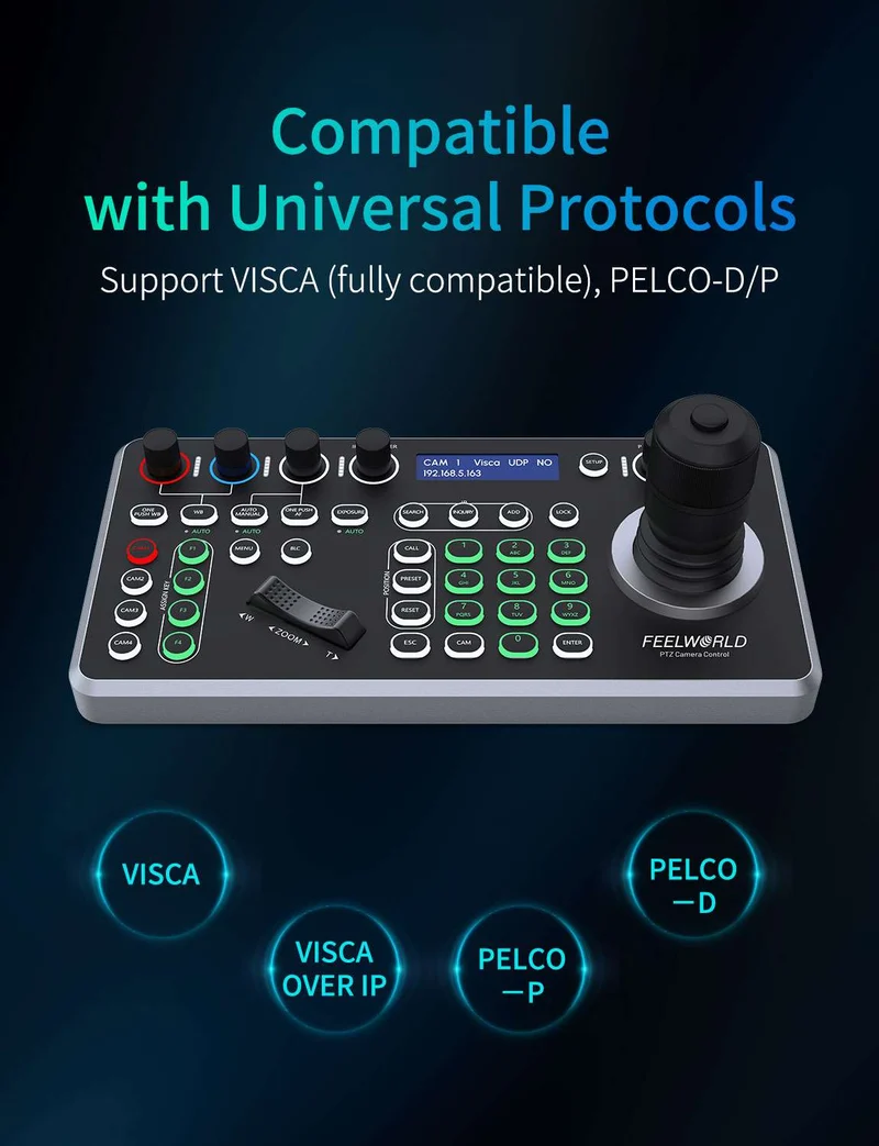FEELWORLD KBC20N NDI PTZ Kamerasteuerung Joystick Tastatursteuerung Mehrere Steuerungsprotokolle PoE-Unterstützung