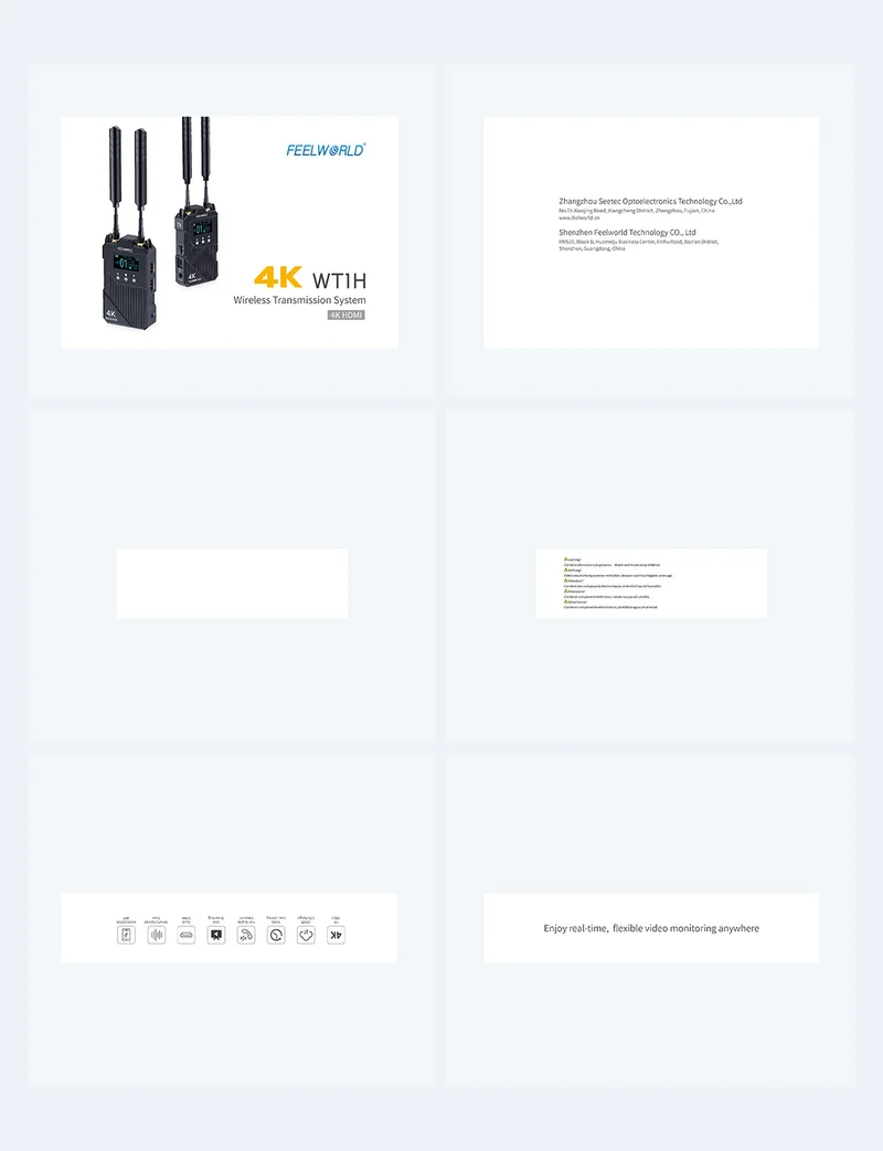 FEELWORLD WT1H 4K Drahtloses Videoübertragungssystem Dual HDMI Vollduplex-Intercom Live-Streaming