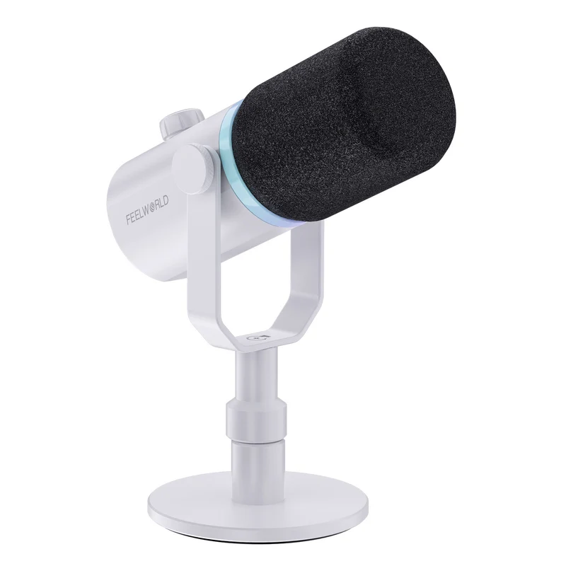 FEELWORLD PM1 Weißes XLR-USB-dynamisches Mikrofon für Podcasting-Aufnahmen, Gaming, Live-Streaming