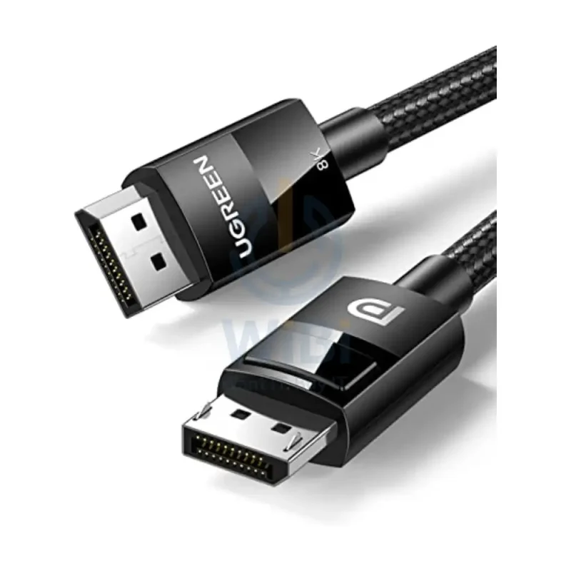كابل يوجرين DP 1.4 ذكر إلى ذكر بحافظة بلاستيكية ومضفر - بطول 2 متر / أسود