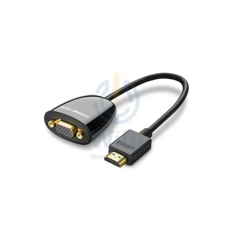 محول يوجرين إتش دي إم آي إلى VGA بدون صوت، أسود