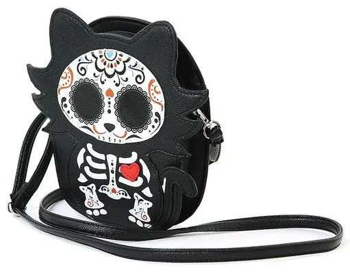 Sugar Skull Cat Handbag Purse
