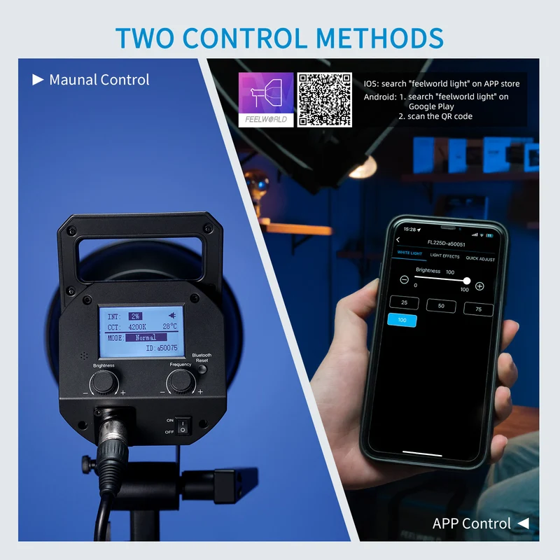 FEELWORLD FL225D 225 W Videostudioleuchte mit 5600 K Tageslicht-Dauerbeleuchtung