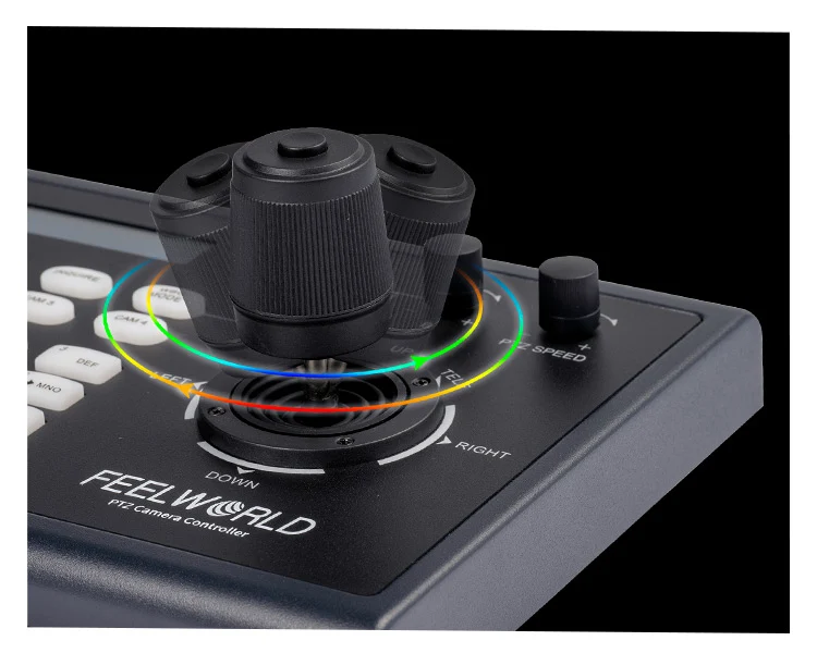 FEELWORLD KBC10 PTZ-Kamera-Controller mit Joystick- und Tastatursteuerung LCD-Display PoE-unterstützt