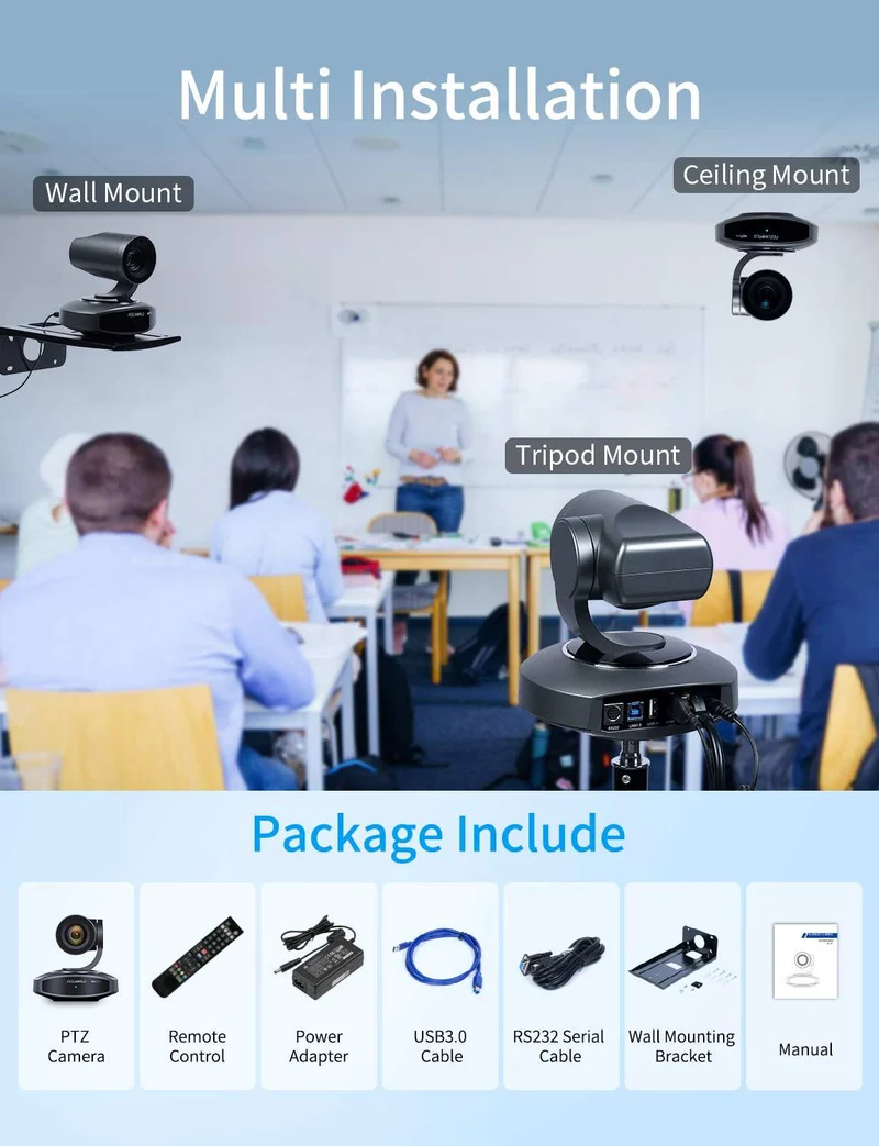 FEELWORLD NDI10X NDI 4K PTZ-Kamera mit 10-fachem optischem Zoom, KI-Tracking, HDMI, USB und IP-Fernbedienung