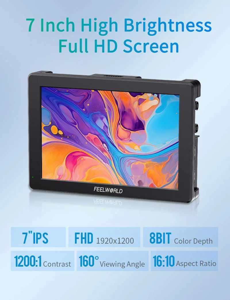 FEELWORLD T7S PRO 7 Zoll 2000nit Aluminium Feld-DSLR-Kameramonitor, ultrahell, 3G SDI 4K HDMI 60