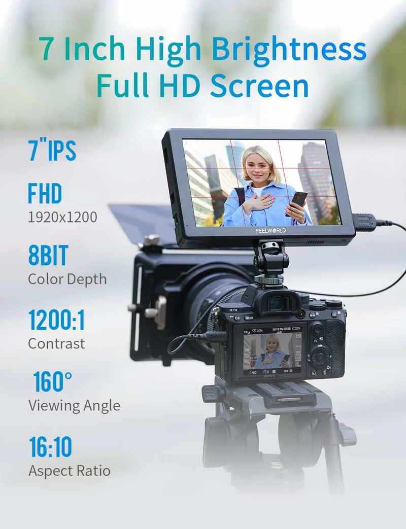 FEELWORLD T7 PRO 7 Zoll 2000nit Aluminium Feld-DSLR-Kameramonitor Ultrahell 4K HDMI 60