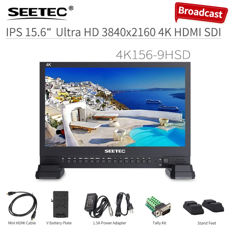 SEETEC 4K156-9HSD 15.6 Zoll 4K 3840x2160 Director Broadcast Monitor SDI 4 HDMI Input Quad Display