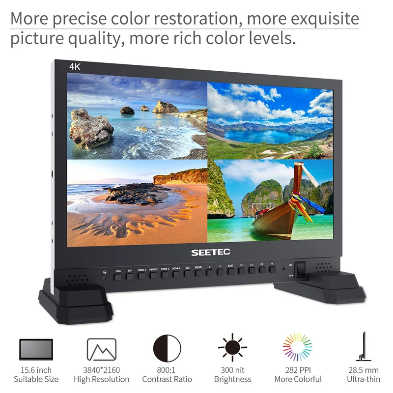 SEETEC 4K156-9HSD 15.6 Zoll 4K 3840x2160 Director Broadcast Monitor SDI 4 HDMI Input Quad Display