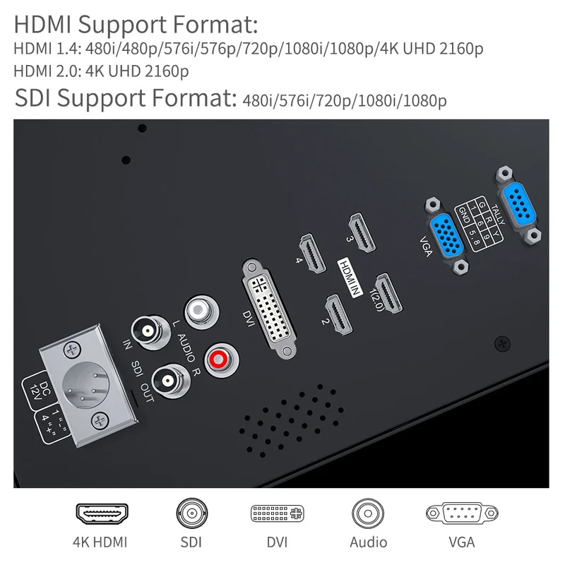 SEETEC 4K156-9HSD 15.6 Zoll 4K 3840x2160 Director Broadcast Monitor SDI 4 HDMI Input Quad Display