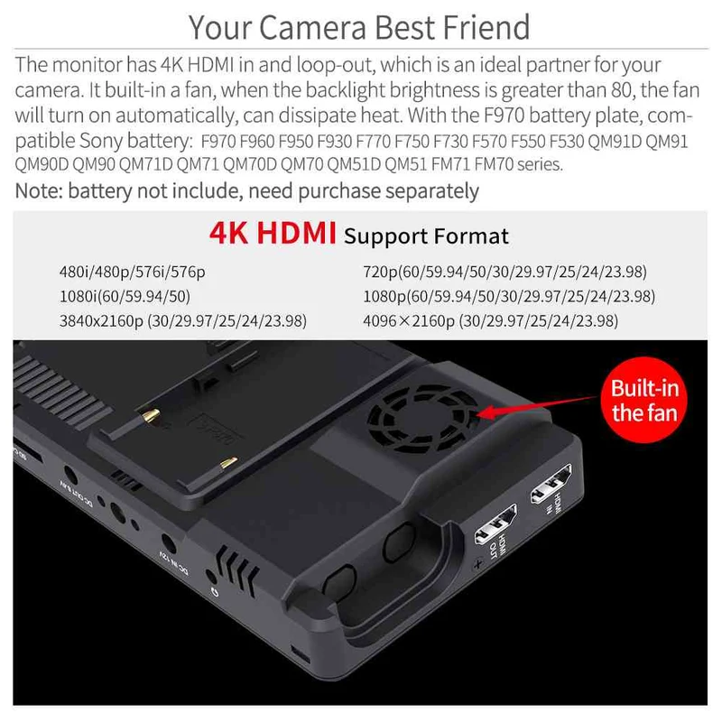 FEELWORLD LUT6 6 Zoll 2600nit Ultra Bright Field DSLR-Kameramonitor Touchscreen HDR 4K HDMI