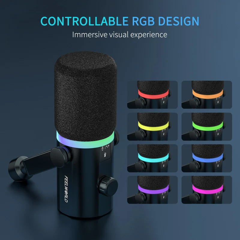 FEELWORLD PM1 XLR USB Dynamisches Mikrofon mit Galgenarmständer für Podcasts