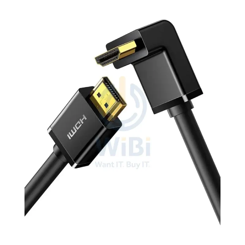 كابل يوجرين HDMI بزاوية قائمة 90 درجة، بطول 2 متر، باللون الأسود