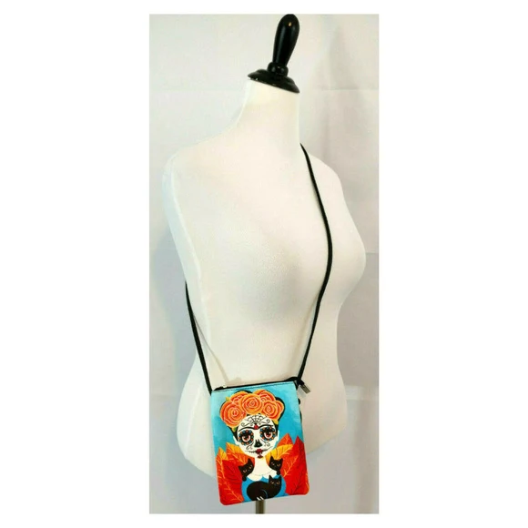 Frida Sugar Skull Crossbody Handbag Purse