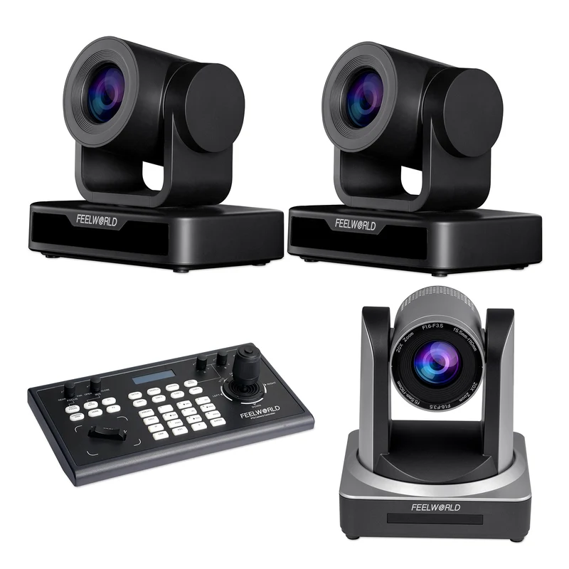 FEELWORLD KBC10 PTZ Controller und 2 USB10X PTZ Kamera und POE20X PTZ Kamera Bundle Set