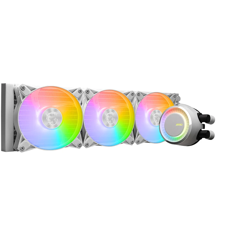 MSI MAG CORELIQUID E360 WHITE – 360 mm AIO-Wasserkühler mit 3×120 mm ARGB-Lüftern