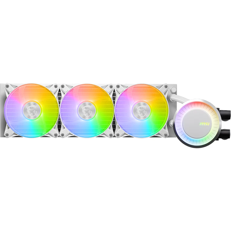 MSI MAG CORELIQUID E360 WHITE – 360 mm AIO-Wasserkühler mit 3×120 mm ARGB-Lüftern