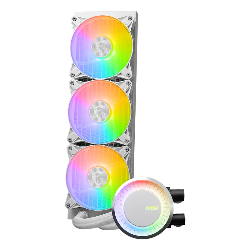MSI MAG CORELIQUID E360 WHITE – 360 mm AIO-Wasserkühler mit 3×120 mm ARGB-Lüftern